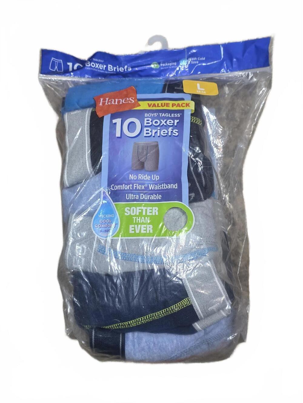 Hanes Boys' Comfort Flex Waistband Color Boxer Briefs, 10 Pack Large US